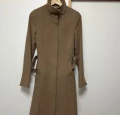 【美品】PROFILE カシミヤ混ウールスタンドカラーコート ブラウン ベルト付