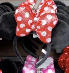 ディズニー ミニーちゃん カチューシャ 垢リボン スパンコール