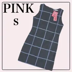 【新品タグ付き】PINK ノースリーブ ワンピース チェック柄