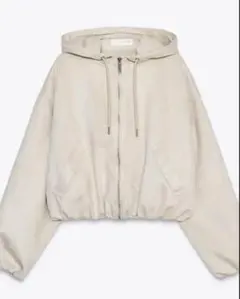 今期　ZARA フェイクスエードクロップドジャケット　エクリュ　Lサイズ