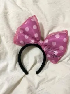 ミニーマウス 水玉模様 デカリボン カチューシャ