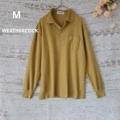 【WEATHERCOCK】 長袖ポロシャツ M マスタード ロゴ 刺繍のサムネイル