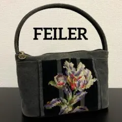 FEILER 花柄シュニール織ハンドバッグ　グレー