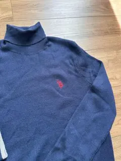 U.S. POLO ASSN ネイビー タートルネックニット