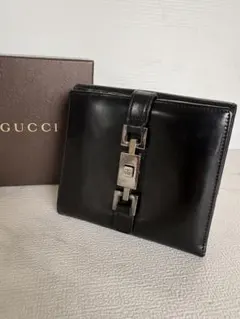GUCCI グッチ ジャッキー 二つ折り財布 ブラック レザー ヴィンテージ