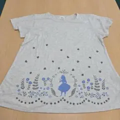 ベルメゾン 不思議の国のアリスモチーフ Tシャツ（チュニック）杢グレー3Lサイズのサムネイル