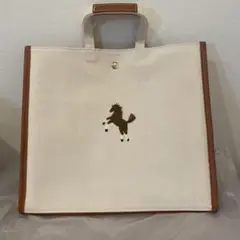 【新品未使用】seventen セブンテン　お馬さんトートバッグ小　ベージュ ワンポイント刺繍トートバッグ(ベージュ/小) - seventen