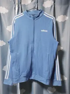 adidas 青 ジップアップジャケット
