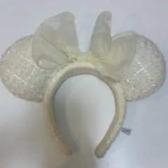 ディズニー　カチューシャ　ツイード　ホワイト　白　ミニーちゃん