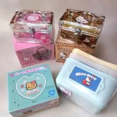 ハローキティ 鍵付きミニバニティケースピンク・ヒョウ柄・小物入れ・やわらかバケツ