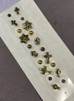 【灰紫】耳ツボジュエリー☆ユニセックス☆ゴールド☆大きめジュエリー