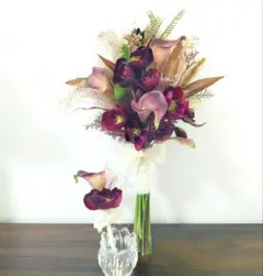 【新作】秋色 ドライフラワー混合 クラッチブーケ＆ブートニアセット♡