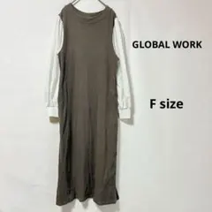 GLOBAL WORK ドッキングロングワンピース　F パフスリーブ