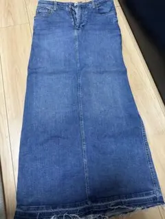 【状態S】ZARA デニムブルー スリット入りロングスカート