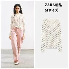 完売品 ZARAスーピマ® ドットプリントTシャツ Mサイズ新品タグ付き