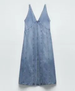 ZARA デニム TRF ミディワンピース Mサイズ