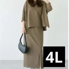 ラビアンジェ　ワイドプルオーバー　スカート　セットアップ　4L 洗える