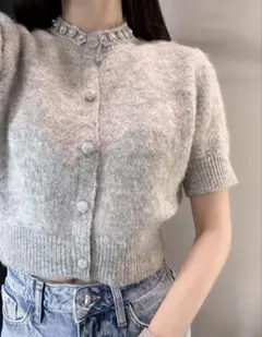 ZARAラインストーンボタンニットカーディガン Mサイズ