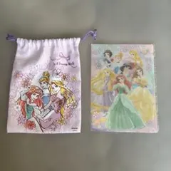 ディズニープリンセス A4クリアファイルと巾着袋