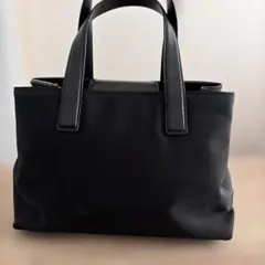 COACH コーチ ブラック メタル ナイロン&レザー トートバッグ