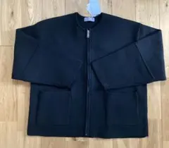 サキシマトーキョー ランタンスリーブ　ノーカラージャケット　ブラック