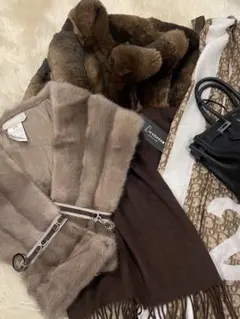 ESTNATION カシミヤ　レッキス　ファー　マフラー　ショール