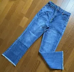 ブルーデニム　裾フリンジ　セミフレア　新品・未使用品