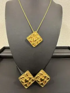 YSL イヴ・サンローラン ハートネックレス＆イヤリングセット ゴールド