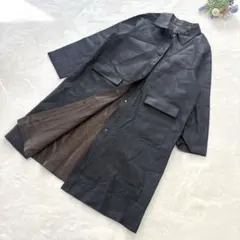 羊革ロングコート　リバーシブル　タグ付き　ネイビー　ダークブラウン　15サイズ