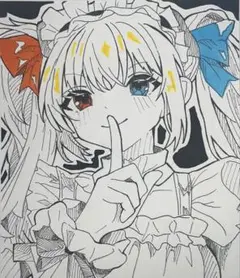 手描きイラスト オリジナル アナログ 女の子 かわいい 萌え絵 一点物 メイド