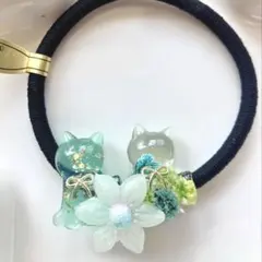 レジン ヘアゴム ドライフラワー ねこちゃん No.94 - メルカリ