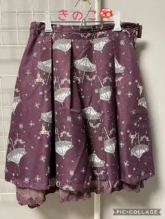 【週末セール】axes femme♡メリーゴーランド柄フレアスカート M