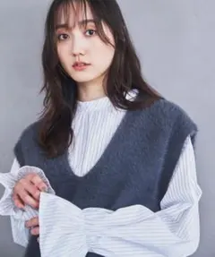 【美品】THE SHOP TKフェザーベスト＋シャツのサムネイル