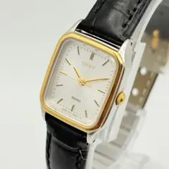 SEIKO 美品 新品電池 スピリット 腕時計 レディース スクエア ゴールド