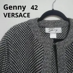 【未使用に近い】genny VERSACE　ロングコート　チェック　ウール100