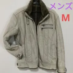 メンズ暖かレザー風ジャケットМ