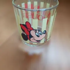 ミニーマウス ストライプ柄 ガラスカップ