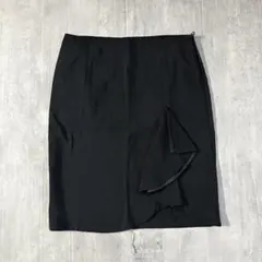 D995 伊製 美品 EMPORIO ARMANI デザインスカート 40 黒のサムネイル
