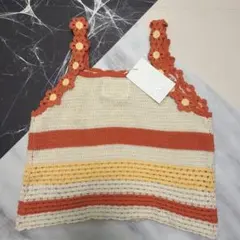 新品！タグ付き！ZARA◆クロシェ編み キャミソール チュニック　クロップド丈のサムネイル