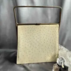 1950s アメリカンヴィンテージ ホワイト オーストリッチ風 フレームバッグ