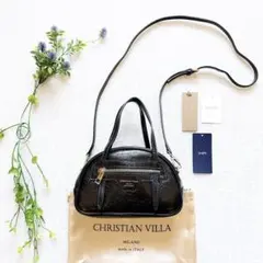 【極美品】クリスチャンヴィラ　ミニボストン ショルダーバッグ　2way　レザー