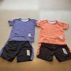 子ども用ランニングウェア上下セット 紫　オレンジ