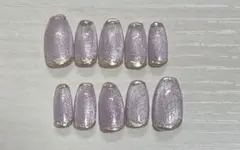 08ネイルチップ ミラーネイル　うるちゅる　ラメ　パープル