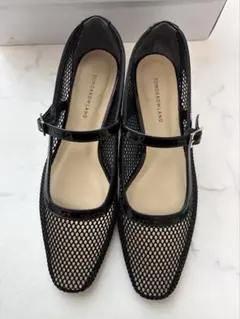 TOMORROWLAND メリージェーン フラットシューズ メッシュ 黒 24