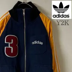 Y2K adidas（アディダス）ウール切り替えブルゾン/M/ネイビー