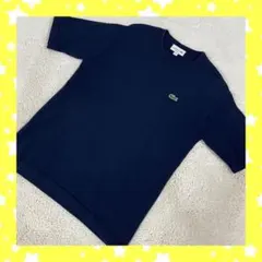 【美品】ラコステ 定番 ワニロゴ 半袖 コットンニット ネイビー