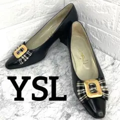 【送料無料】YSL パンプス ブラック レザー 36
