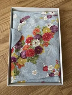 絹100% 江戸染 風呂敷 二巾 約66cm モダン花柄 水色 日本製