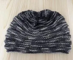 グレー系ストライプニット帽