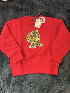 Moujonjon 赤い恐竜刺繍トレーナー 110